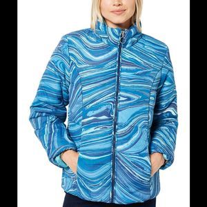 Isaac Mizrahi Live! SOHO Marble Puffer Jacket Blue - Regular